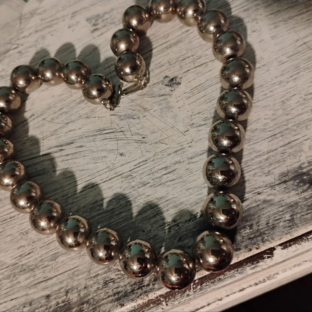 Classic Silver Bead Necklace - Picture 3 of 8